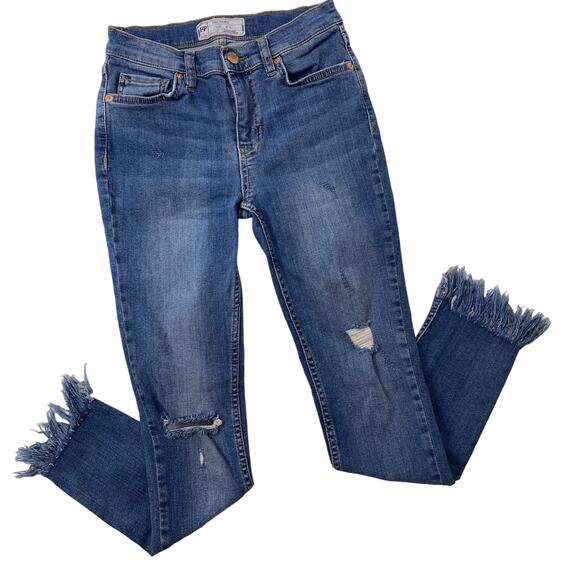 Free People Great Heights Jeans Frayed Hem Skinny Distressed Ripped Womens Sz 25 - Picture 12 of 12